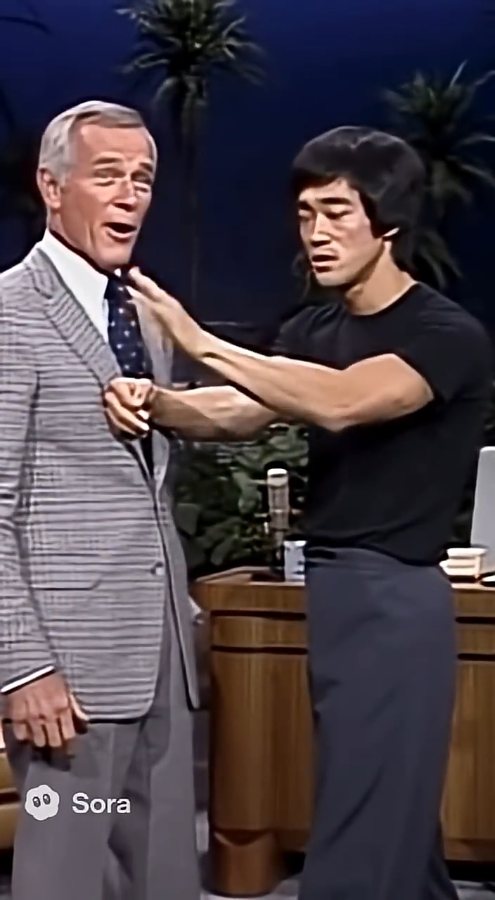 AI Bruce Lee in The tonight show with Johnnie Carson (720p)